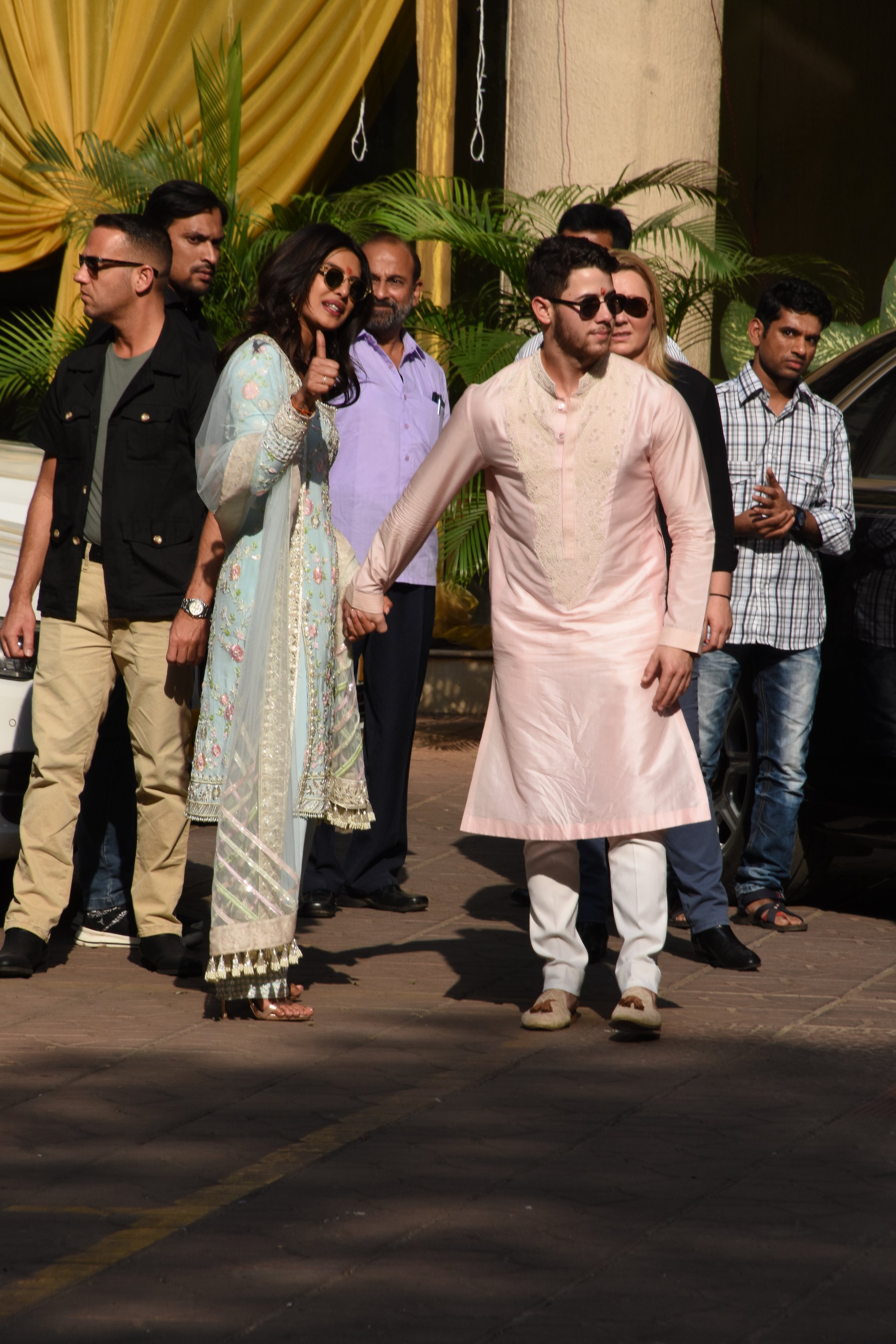 Nick Jonas and Priyanka Chopra at Puju Ceremony