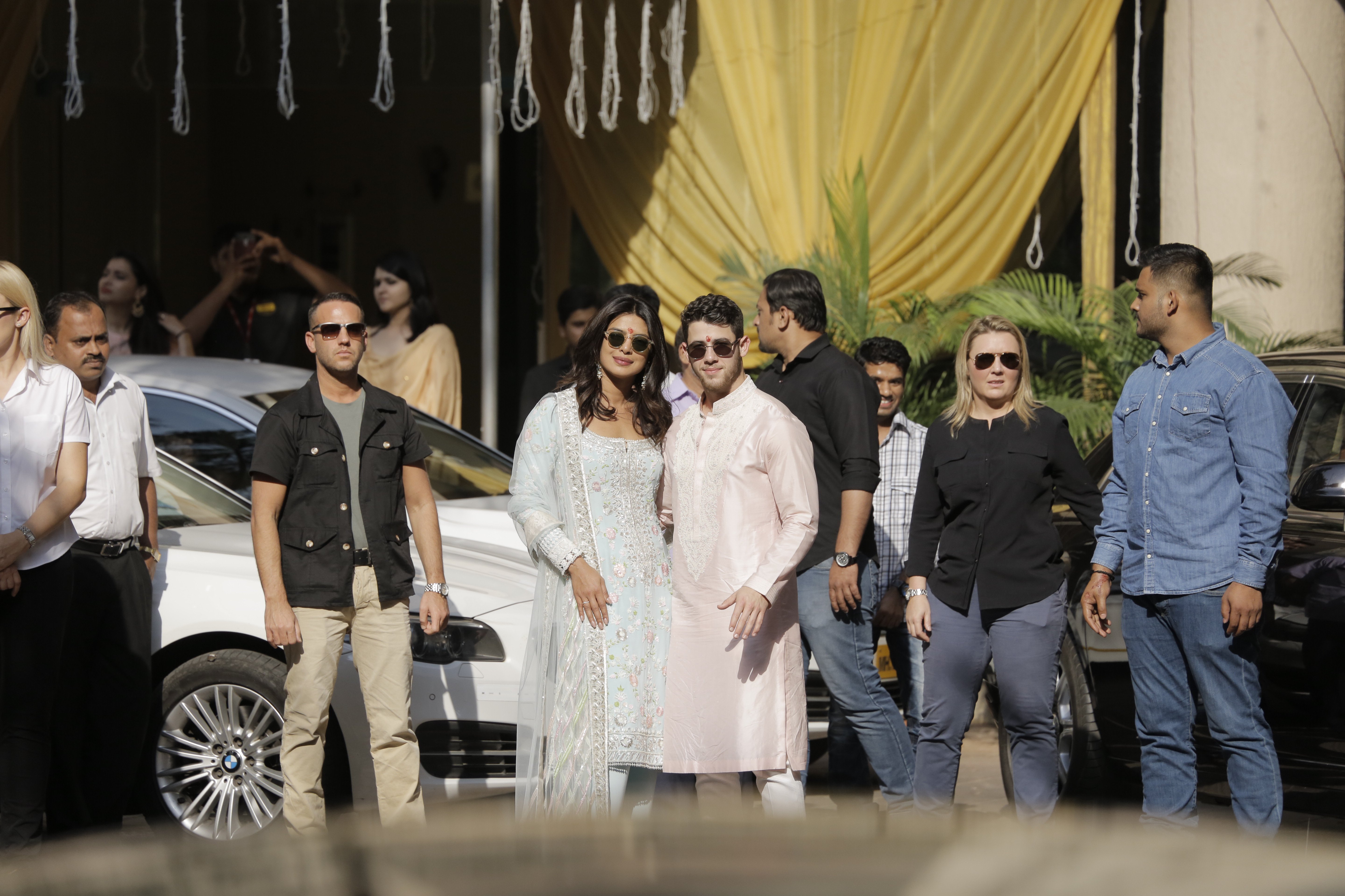 Nick Jonas and Priyanka Chopra at Puju Ceremony