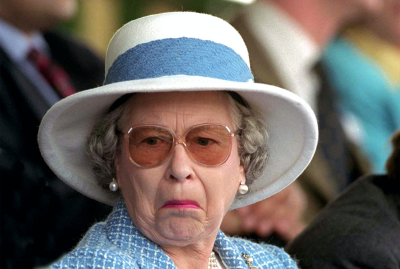 Queen-Elizabeth-Unamused-Face-White-Hat-Glasses