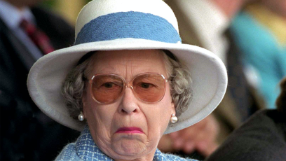 Queen-Elizabeth-Unamused-Face-White-Hat-Glasses