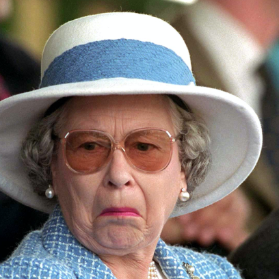 Queen-Elizabeth-Unamused-Face-White-Hat-Glasses