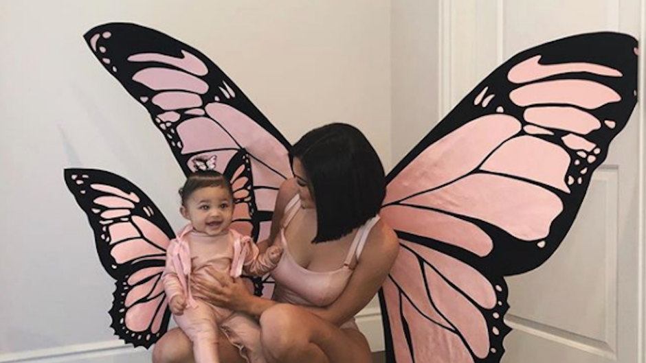 Kylie Jenner in a butterfly costume with daughter Stormi