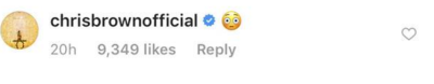 Chris Brown comment on Rihanna's Instagram