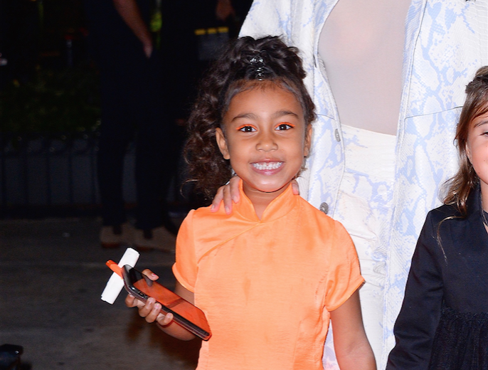 North West, Smiling, New York City, Orange Dress