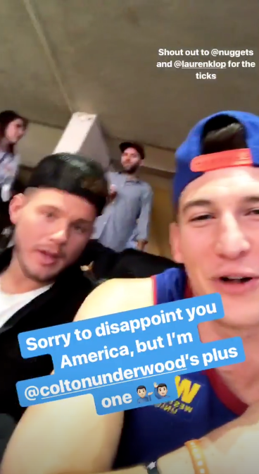 Blake Horstmann and Colton Underwood at a hockey game