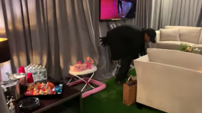 Stormi Webster room backstage at Travis Scott's tour