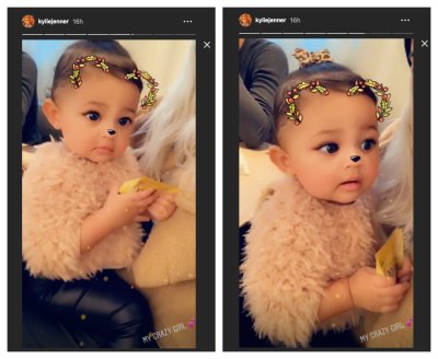Stormi Webster, Instagram Filter, Leather Pants, Fuzzy Sweater