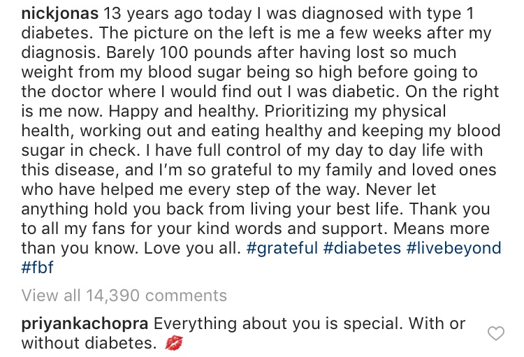 priyanka chopra nick jonas diabetes