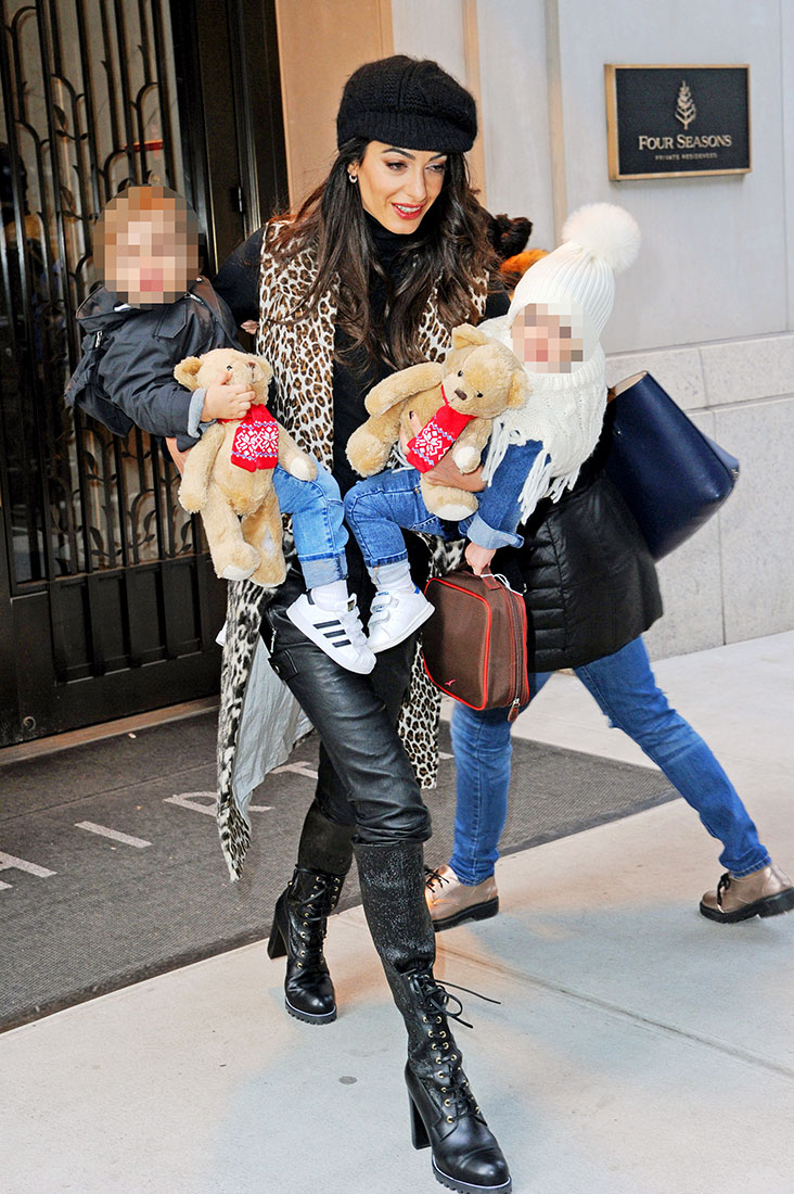 See Amal Clooney's Kids Dressed Up In Winter Gear — Too Cute