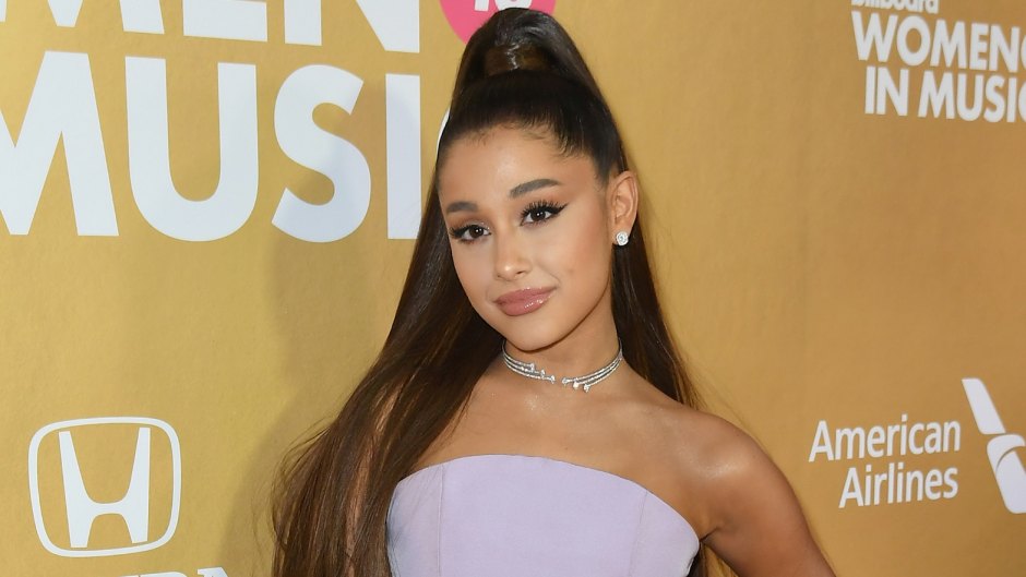 Ariana Grande Billboard woman of the year speech purple loofah dress
