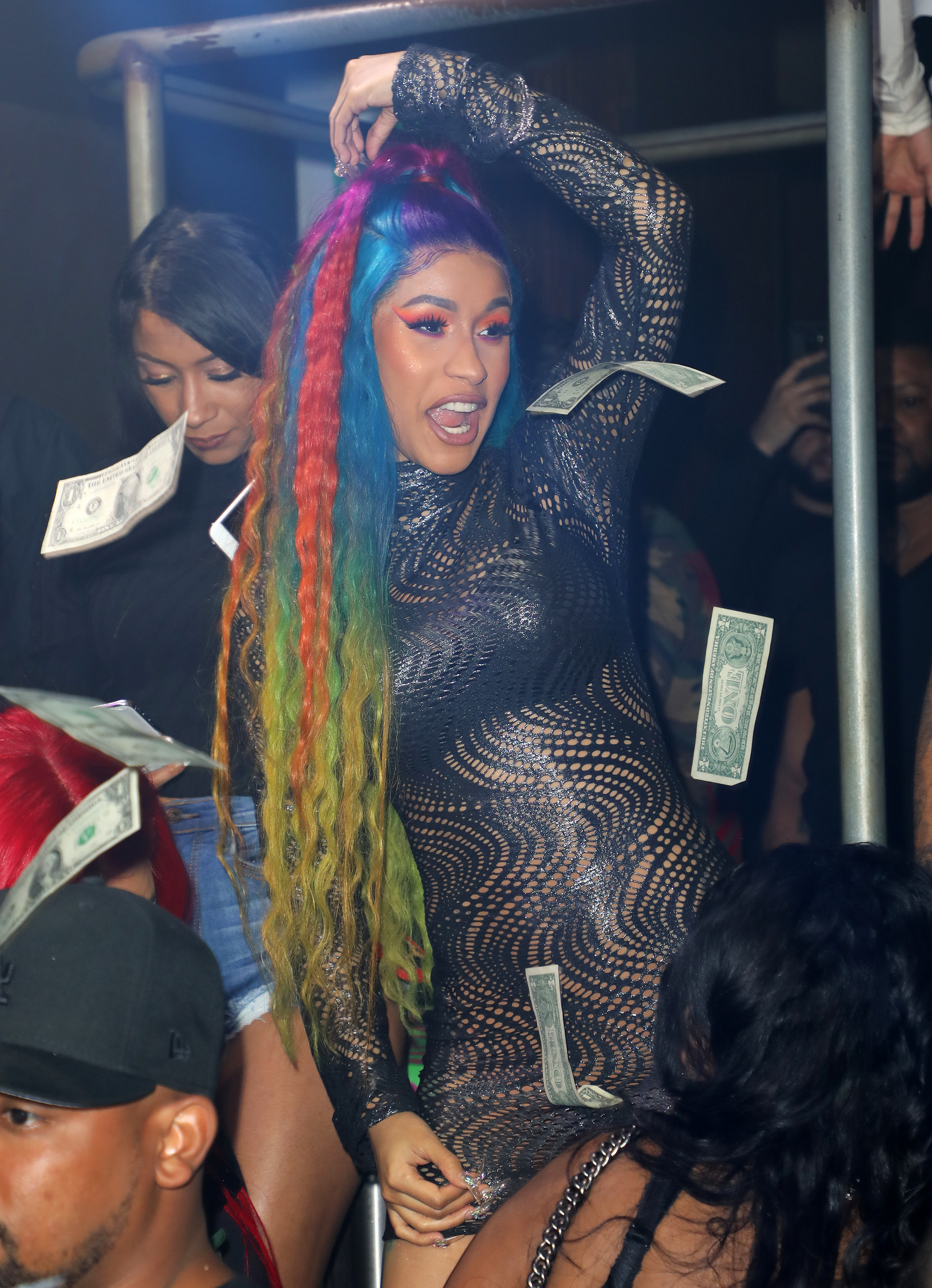 Cardi B with rainbow hair