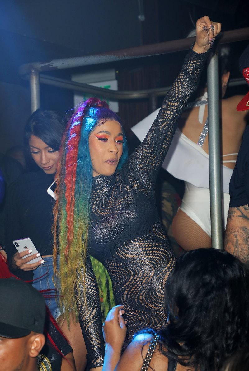 Cardi B with rainbow hair