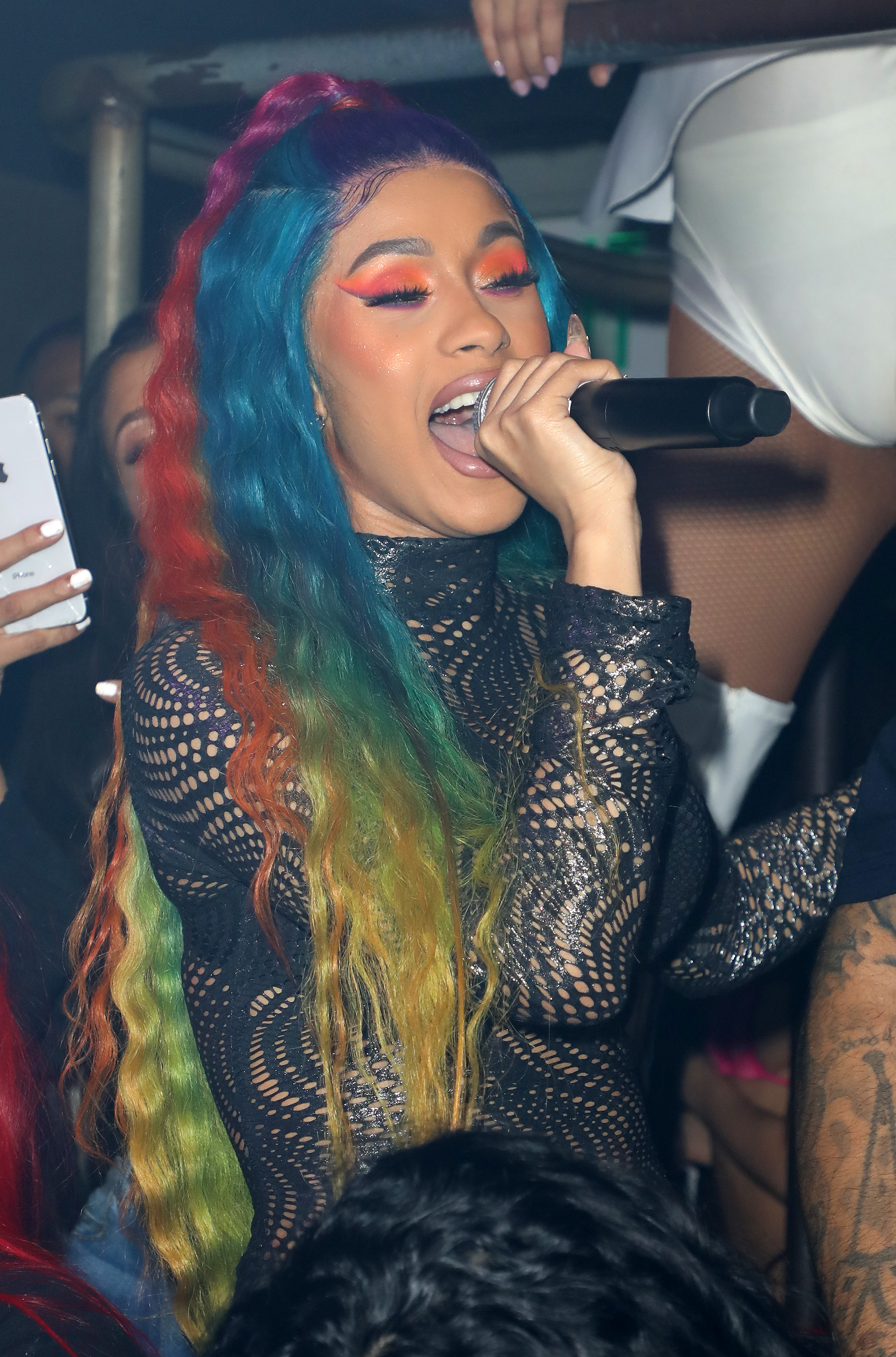 Cardi B with rainbow hair