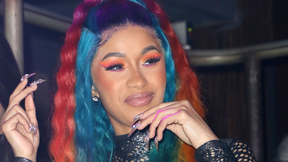 Cardi B with rainbow hair