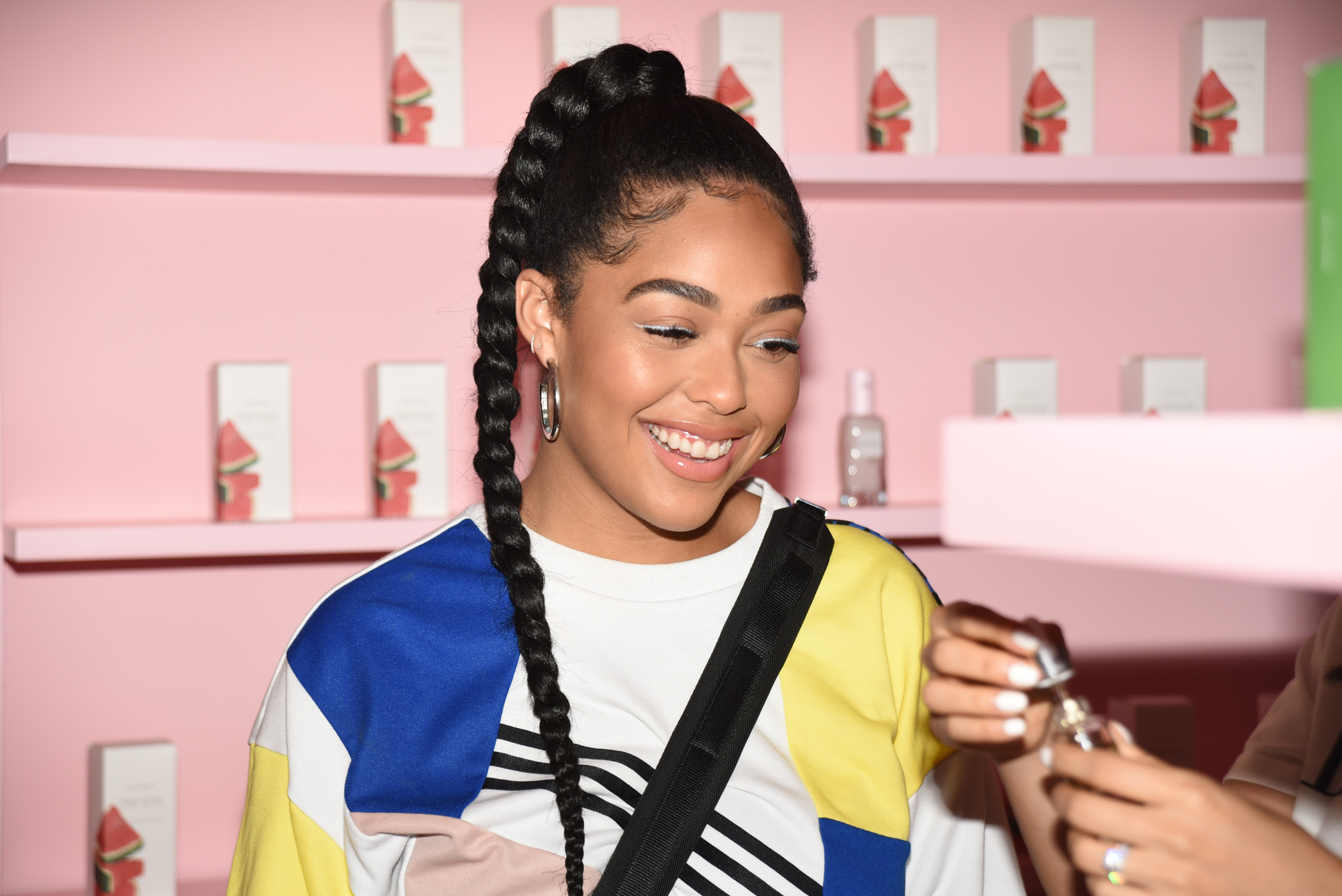 Jordyn Woods high ponytail braid