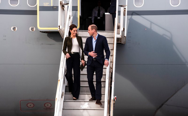 Kate Middleton Prince William stepping out of a plane