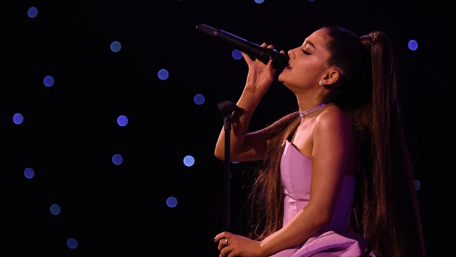 Ariana Grande Singing In Purple Dress
