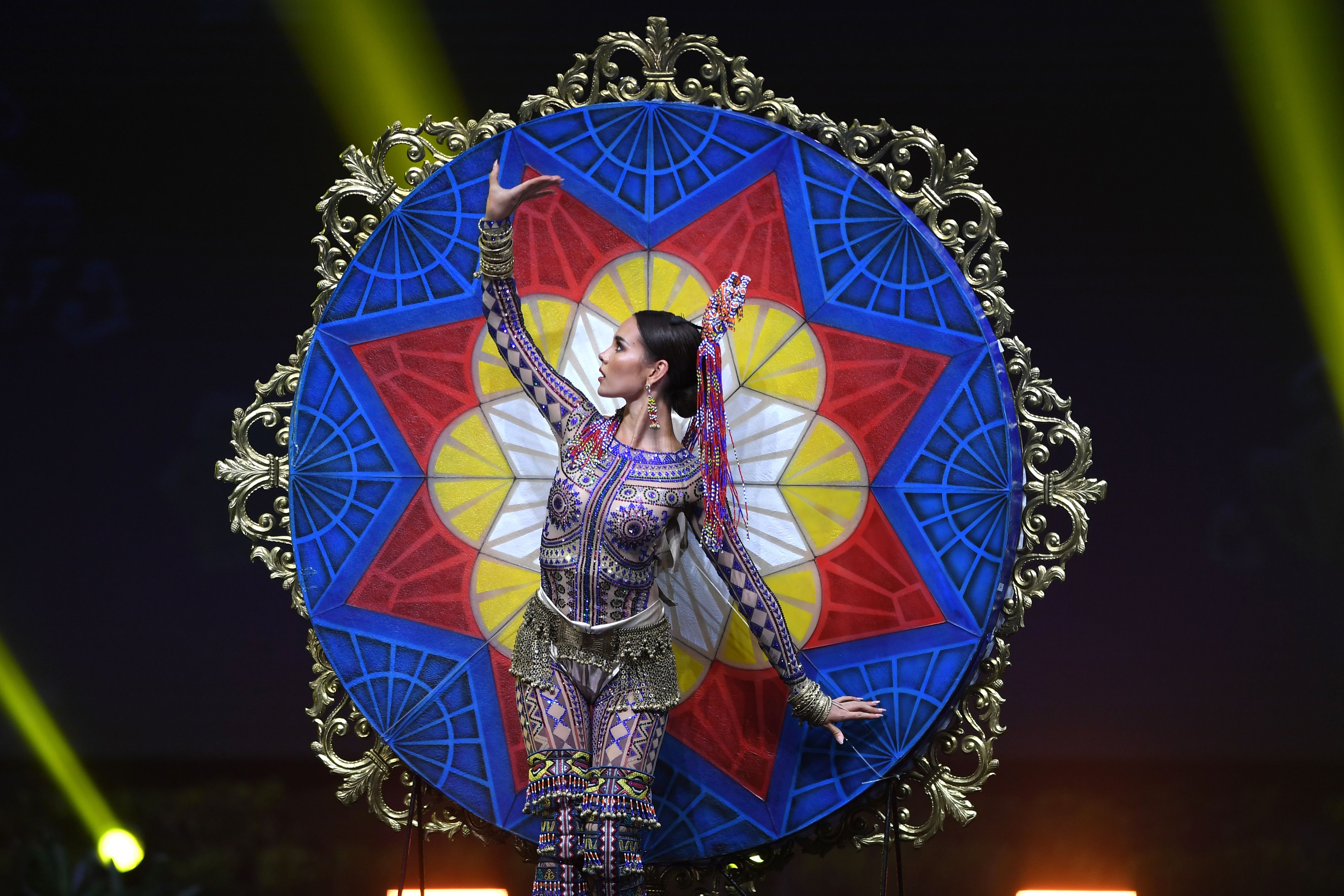 Catriona Gray Miss Philippines Miss Universe colorful wheel and costume