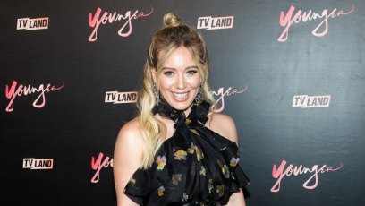Hilary Duff at the season four premiere of Younger, wearing a black dress