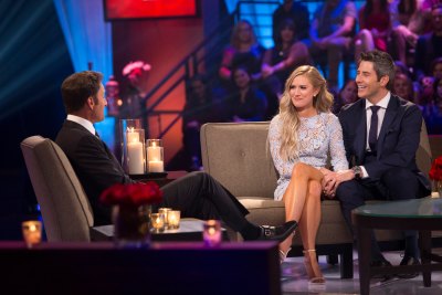 Chris Harrison, Arie, and Lauren Burnham all together at the After The Final Rose