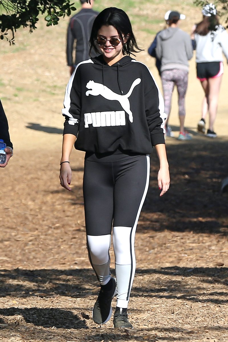 Selena Gomez, Hiking, Black Puma Sweatshirt, Sunglasses