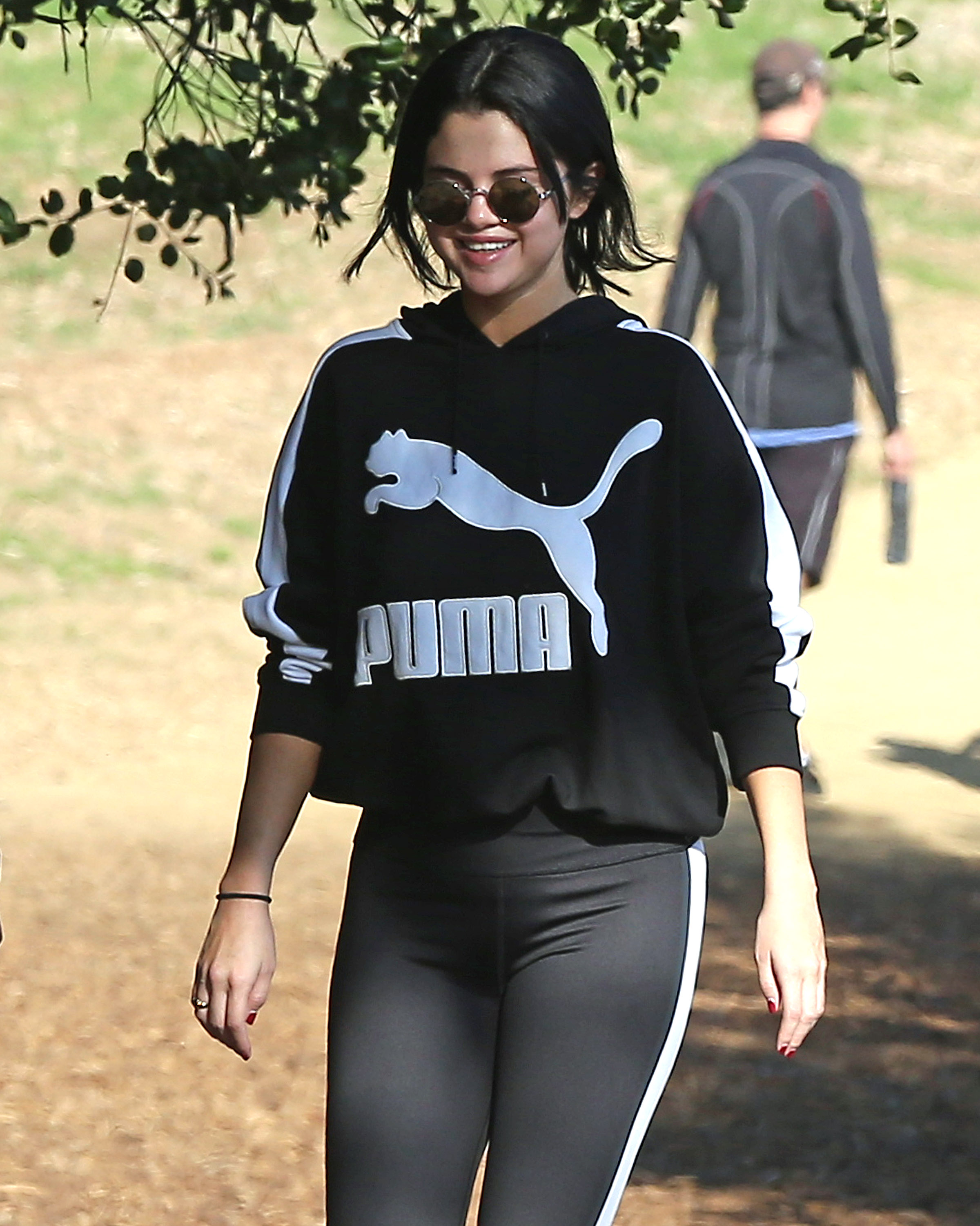 Selena Gomez, Hiking, Black Puma Sweatshirt, Sunglasses