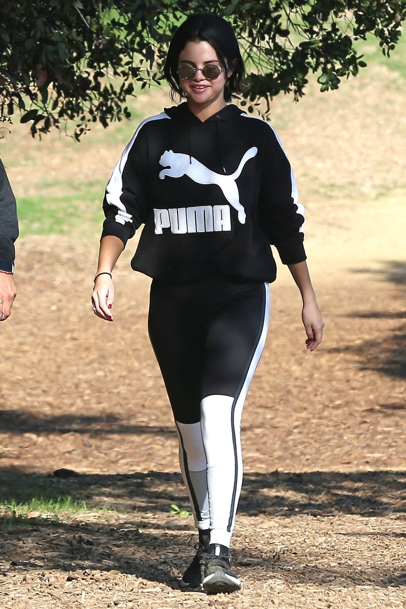 Selena Gomez, Hiking, Black Puma Sweatshirt, Sunglasses