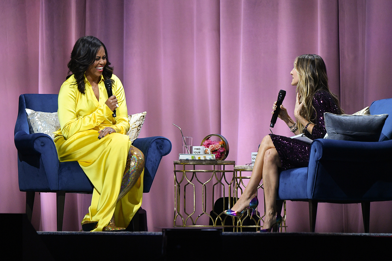 Michelle Obama Wearing a Yellow Dress and Sparkly Boots Is so Fire