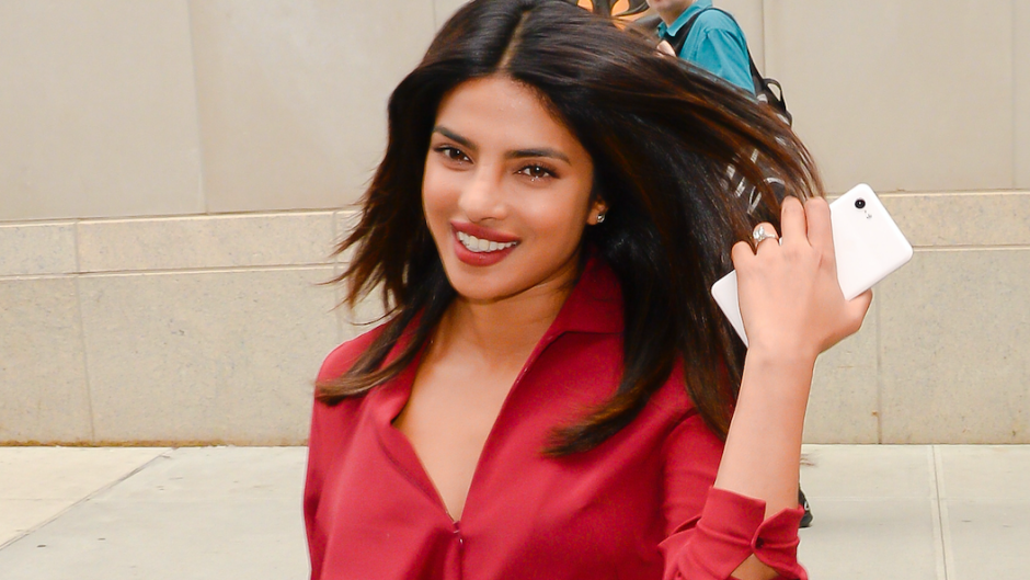 Priyanka Chopra, Walking, Smiling, Red Outfit