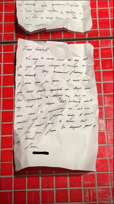 Kendall Jenner's love letter