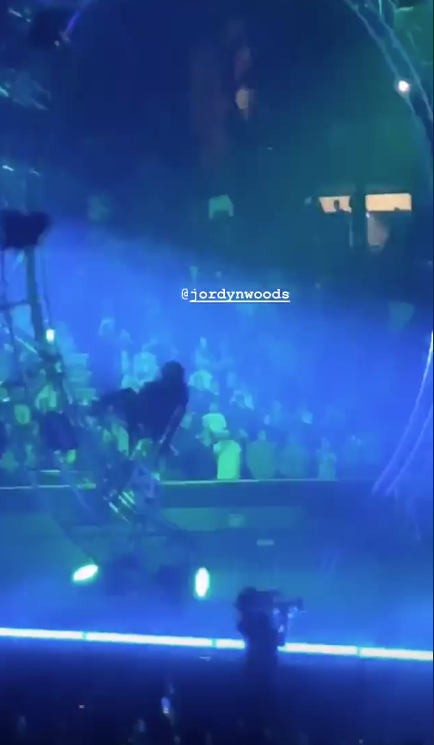 Jordyn Woods on stage during Travis Scott's Astroworld tour on Kim Kardashian's instagram