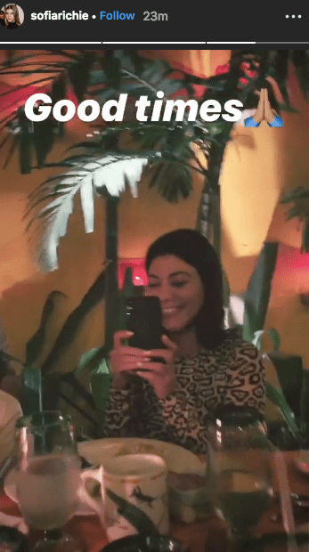 Kourtney Kardashian cheetah print dress mexico vacation with Scott Disick and Sofia Richie