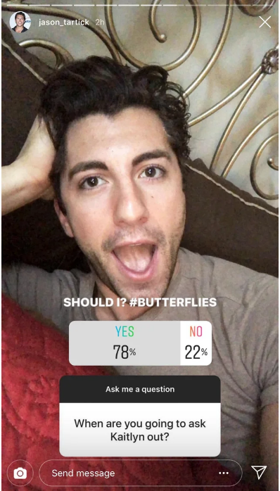 Jason Tartick instagram story about asking out kaitlyn bristowe