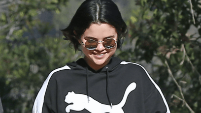 Selena Gomez, Smiling, Puma Sweatshirt, Sunglasses