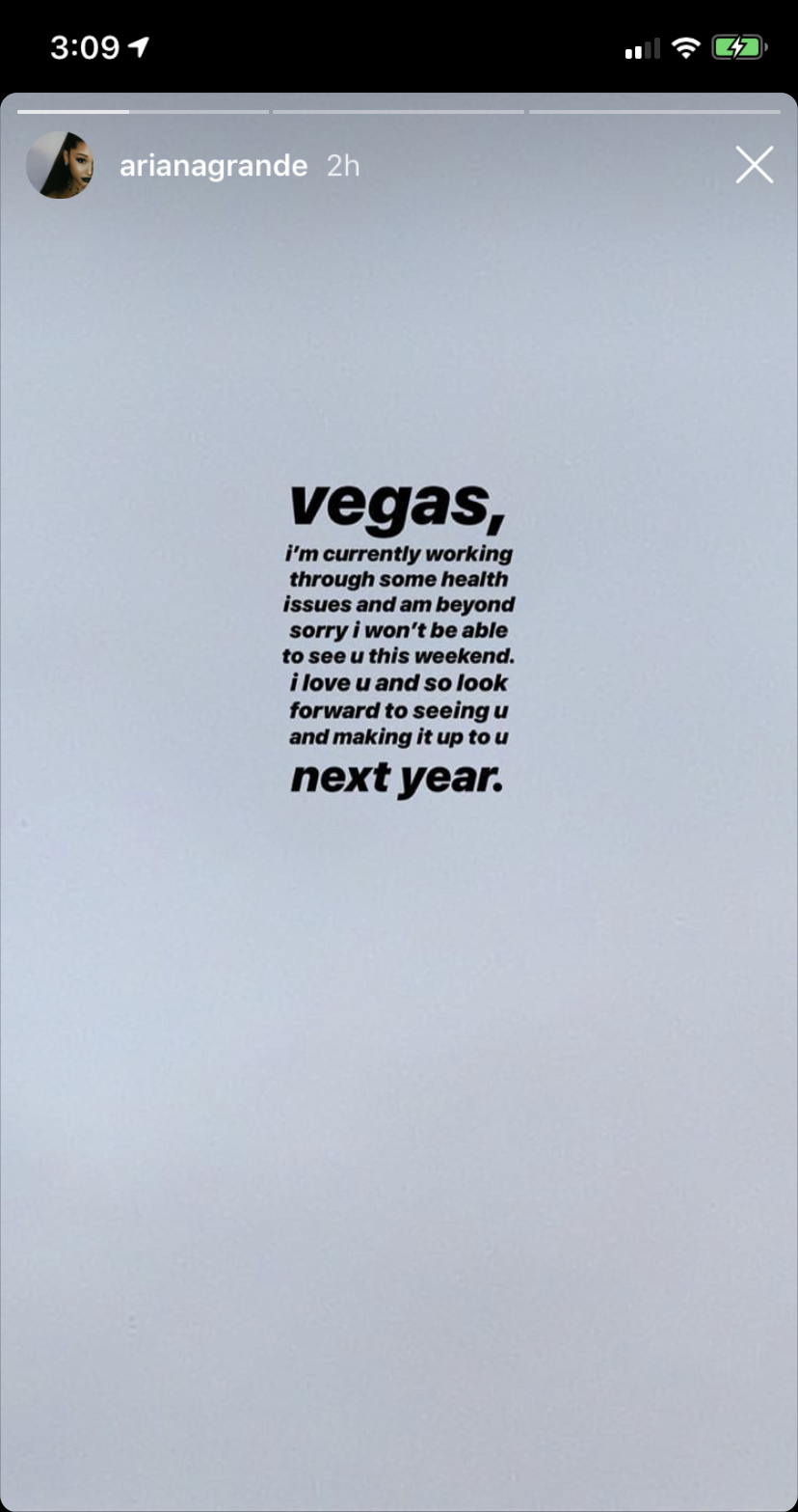 ariana grande cancels show nye vegas