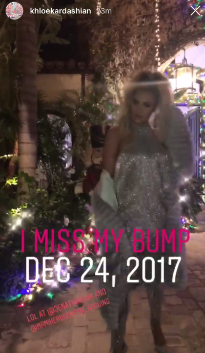Khloe Kardashian instagram Kardashian Christmas Party 2017 I miss my bump