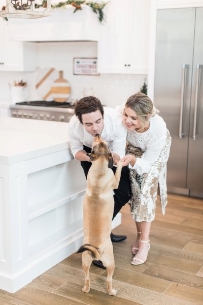Ali Fedotowsky with her dog and Kevin Mannor