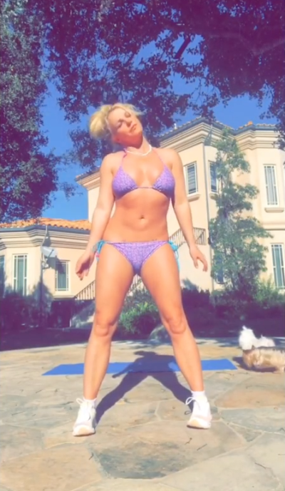 Britney Spears Works Out With a Purple Bikini