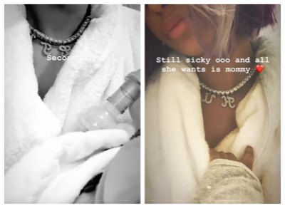 Cardi B holding her daughter Kulture on Instagram Stories