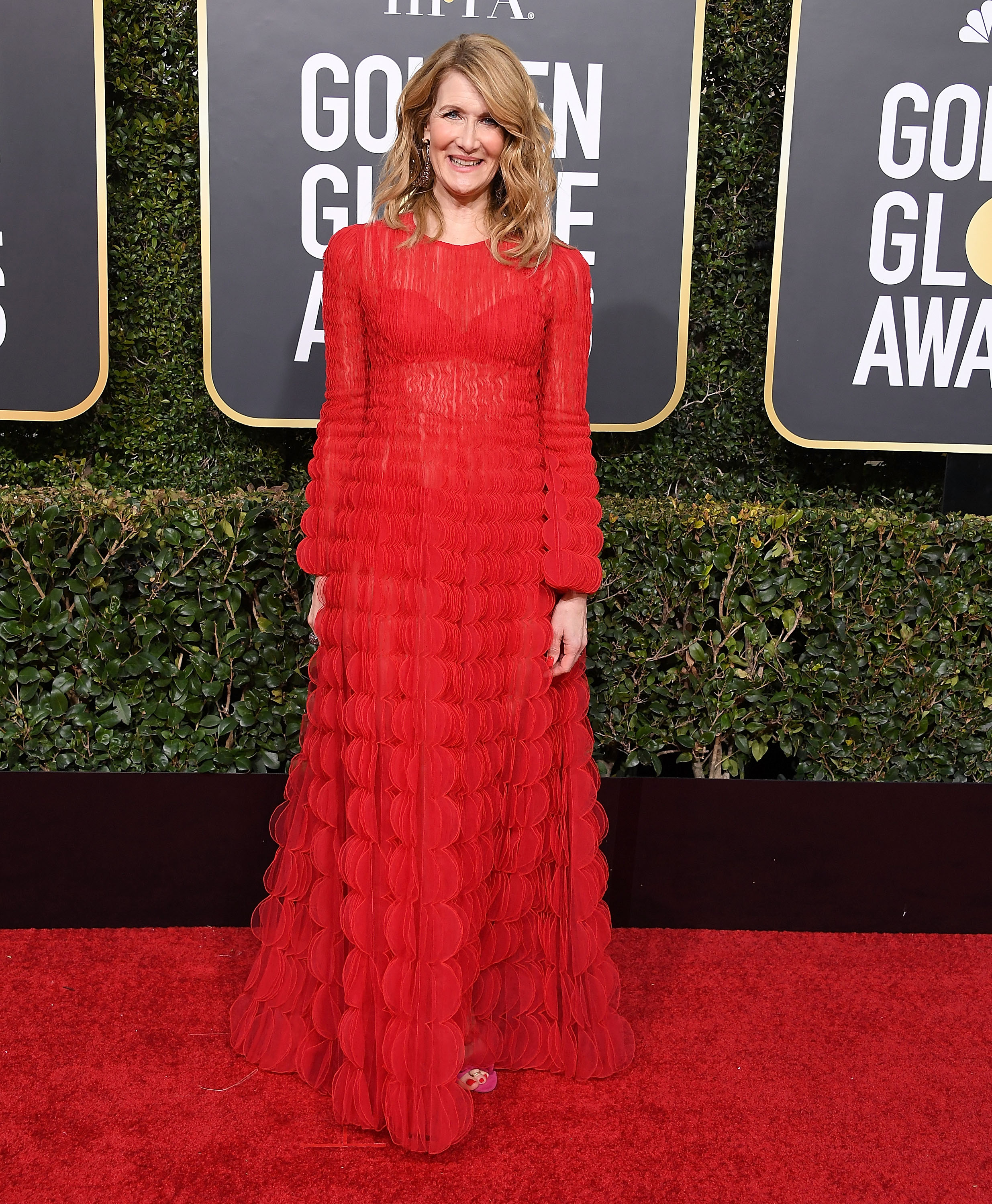 Laura Dern wearing red