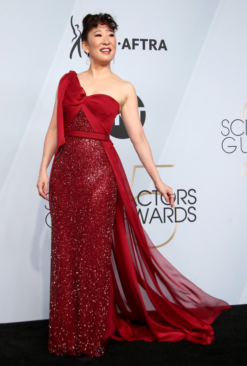 Sandra Oh wearing red
