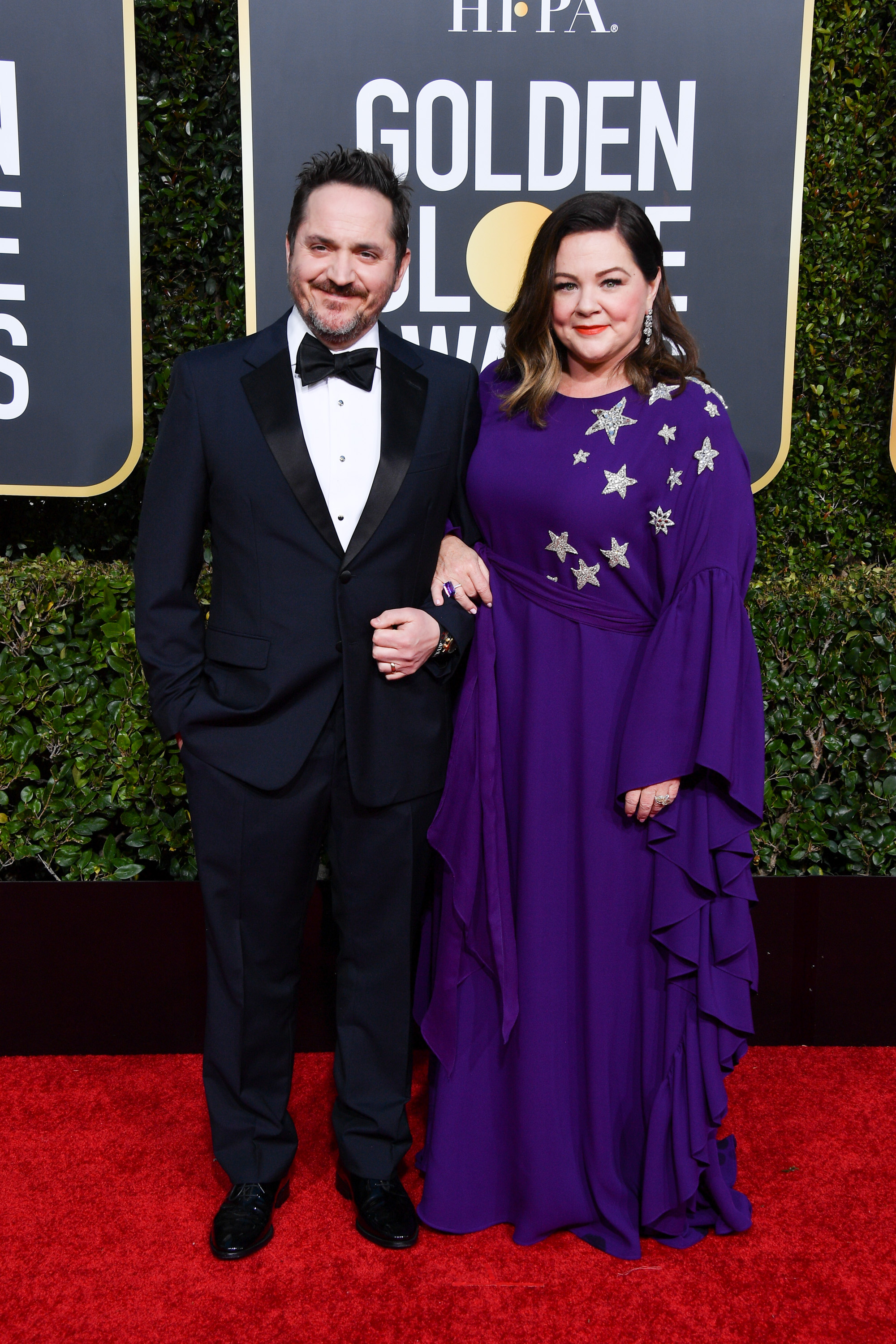 Melissa McCarthy wearing purple at Golden Globes