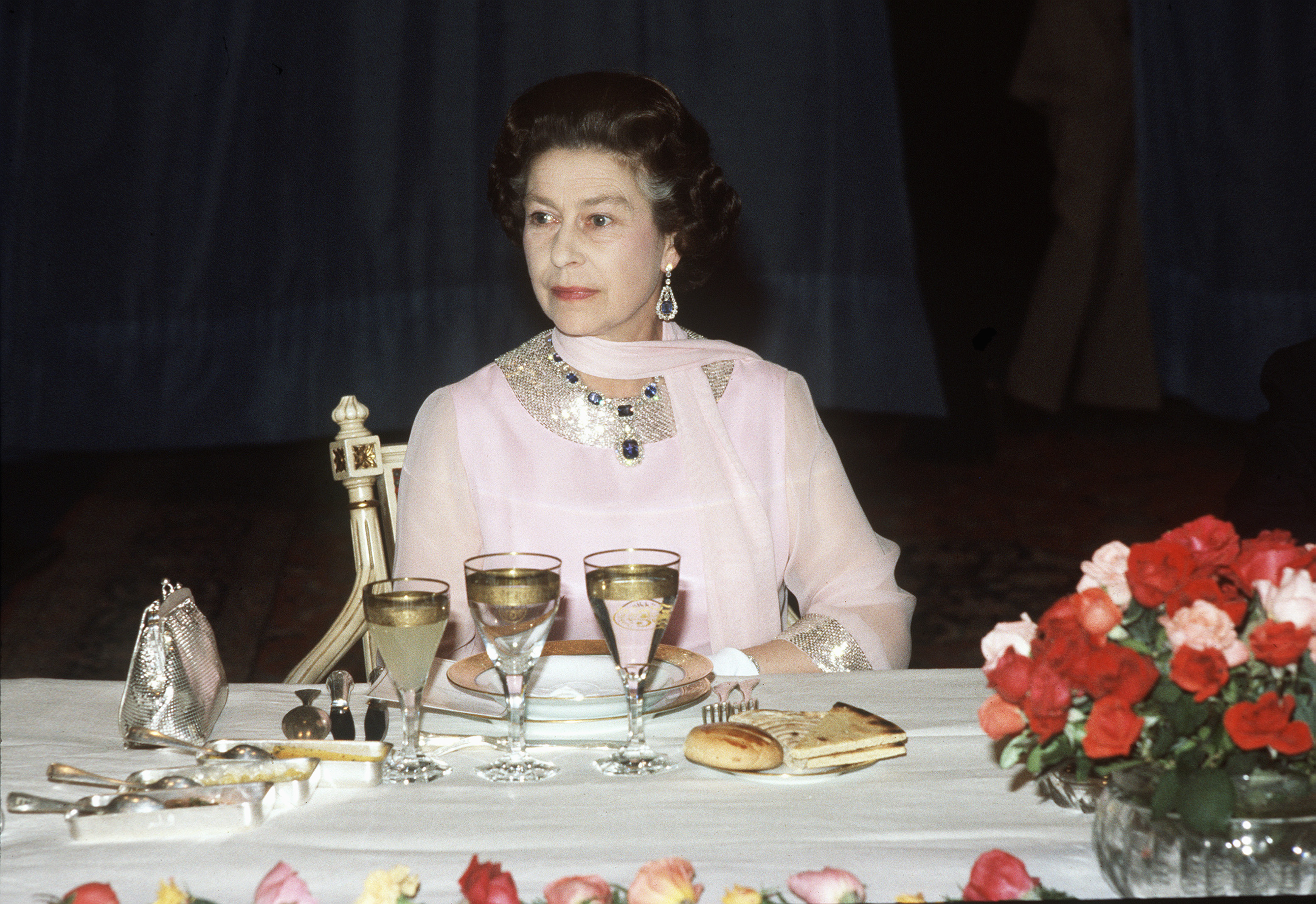 Queen Elizabeth, Dining, Pink Dress