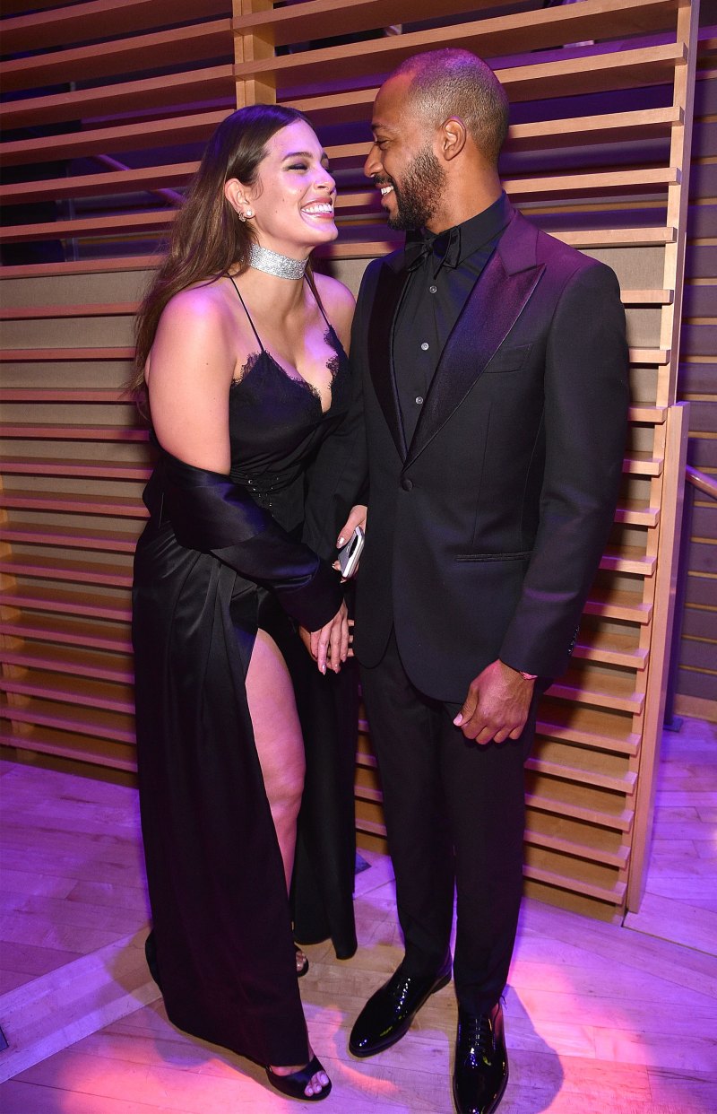 Ashley Graham smiling at her husband Justin Ervin