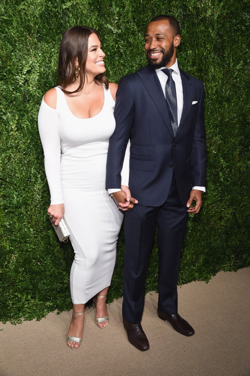 Ashley Graham smiling at her husband Justin Ervin