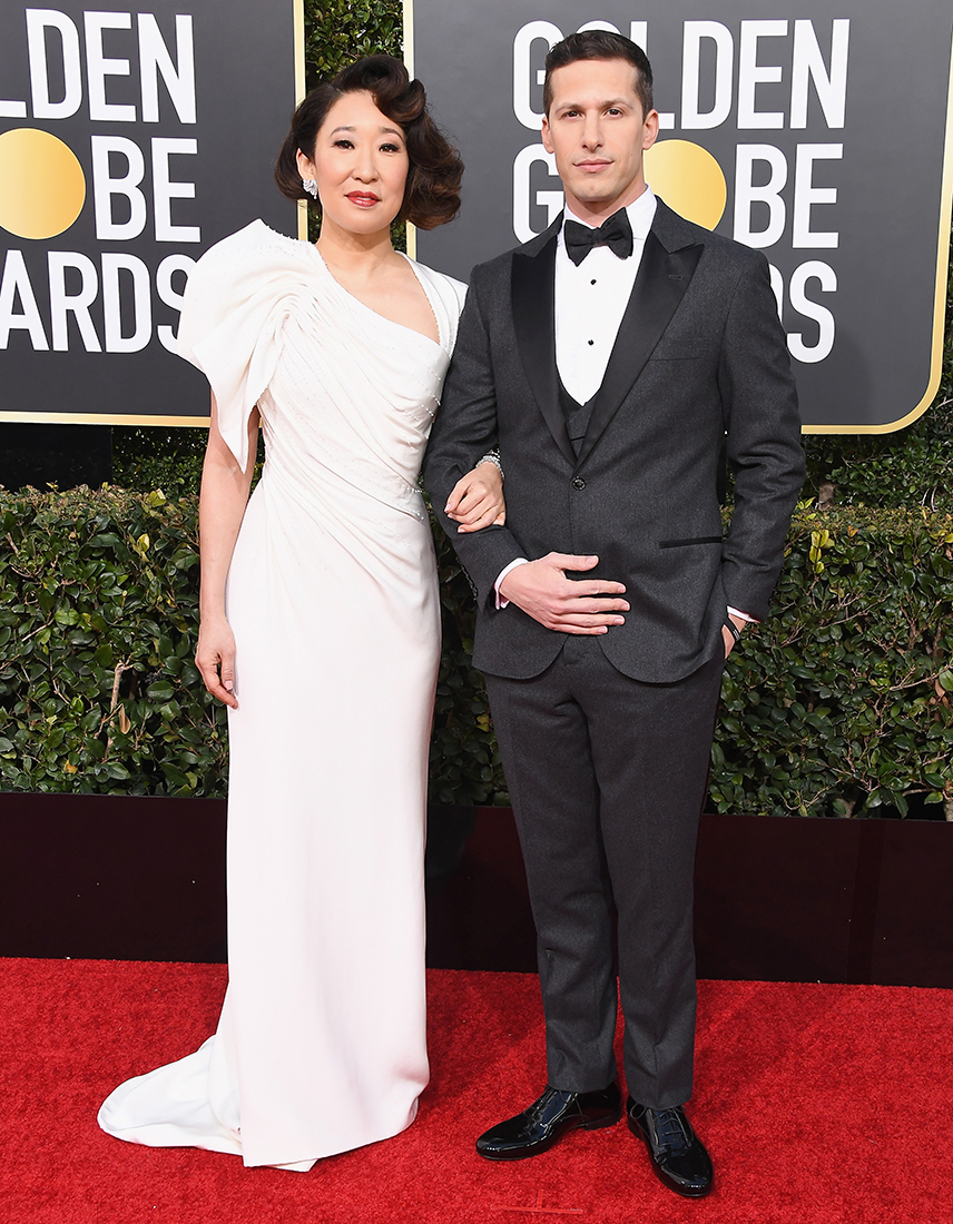 Golden Globes 2019 Sandra Oh Andy Samberg
