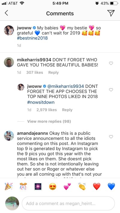 JWoww Instagram Comment