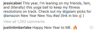 Jessica Biel's Instagram Comment From Justin Timberlake