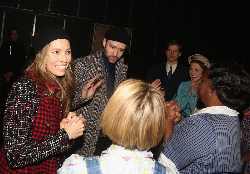 Justin Timberlake backstage at To Kill in a Mockingbird in NYC with wife Jessica Biel