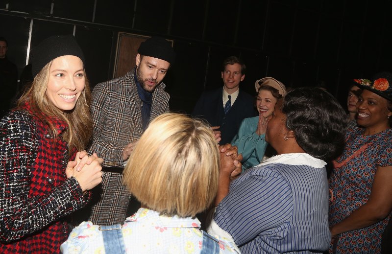 Justin Timberlake backstage at To Kill in a Mockingbird in NYC with wife Jessica Biel